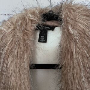 WHBM Women's Faux Fur Sweater -winter white